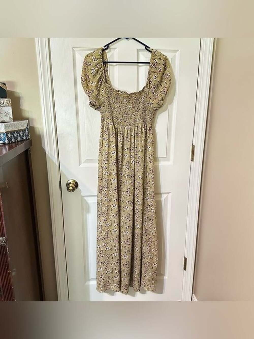 Smocked Puff Sleeve Floral Maxi Dress